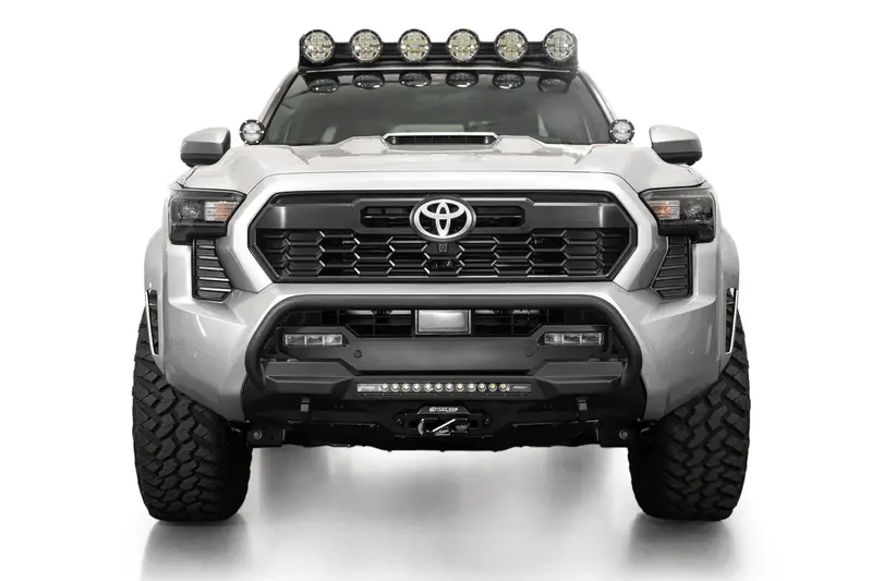 Add Addictive Desert Designs 2024+ Toyota Tacoma Stealth Center Mount Winch Front Bumper W/ Top Hoop 1