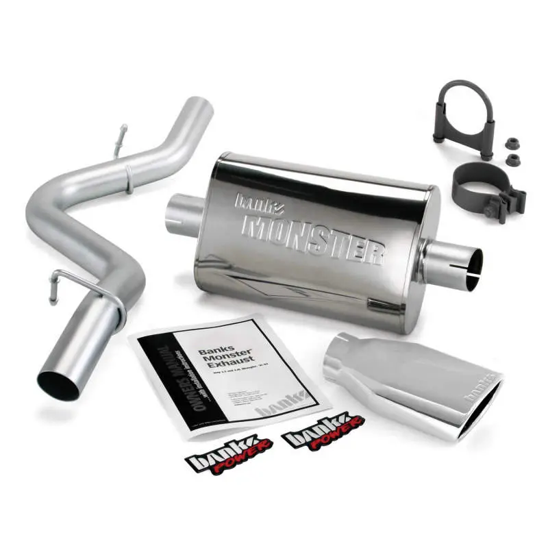 Banks Power 97-99 Jeep 2.5/4.0L Wrangler Slip Fit Cat Monster Exh Sys - Ss Single Exh W/ Chrome Tip 1