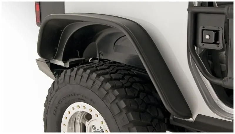 Bushwacker 07-18 Jeep Wrangler Flat Style Flares 2Pc Fits 2-Door Sport Utility Only - Black 1