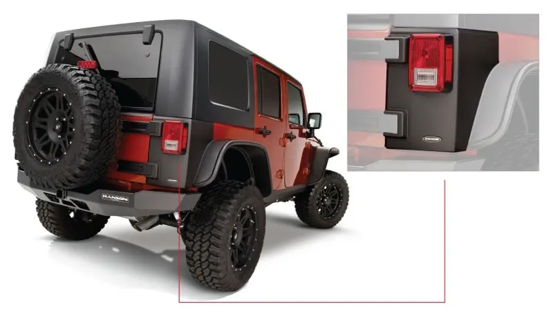 Bushwacker 07-18 Jeep Wrangler Trail Armor Rear Corners - Black 1