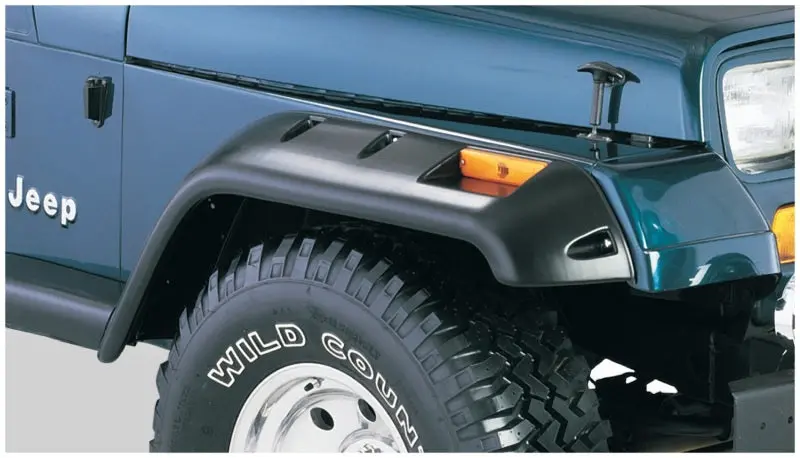 Bushwacker 87-95 Jeep Wrangler Cutout Style Flares 2Pc Cutting Optional Not Renegade - Black 1