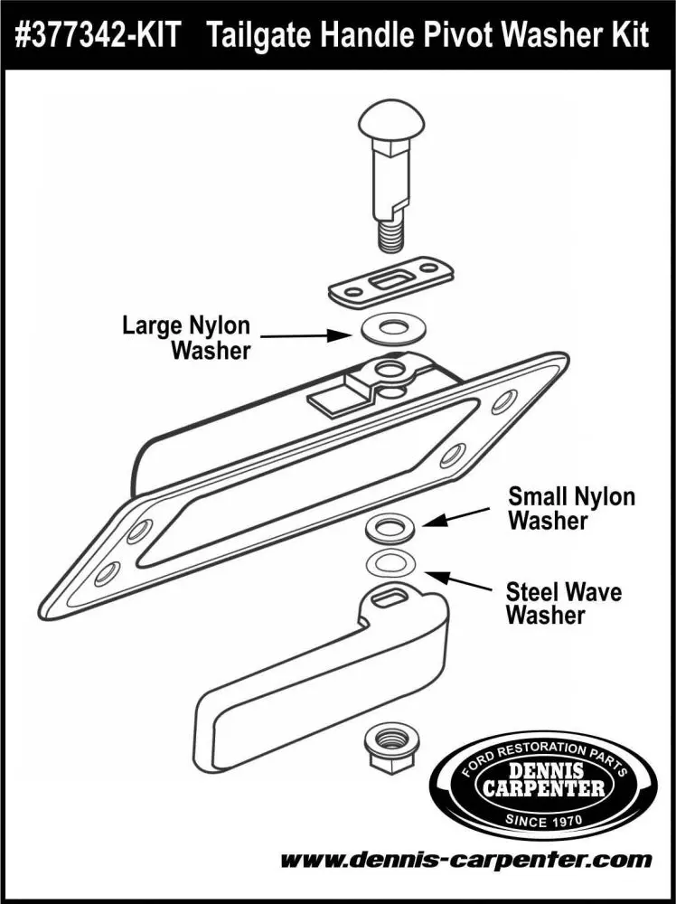 Dennis Carpenter Tailgate Handle Pivot Washer Kit 66-77 Ford Bronco 1