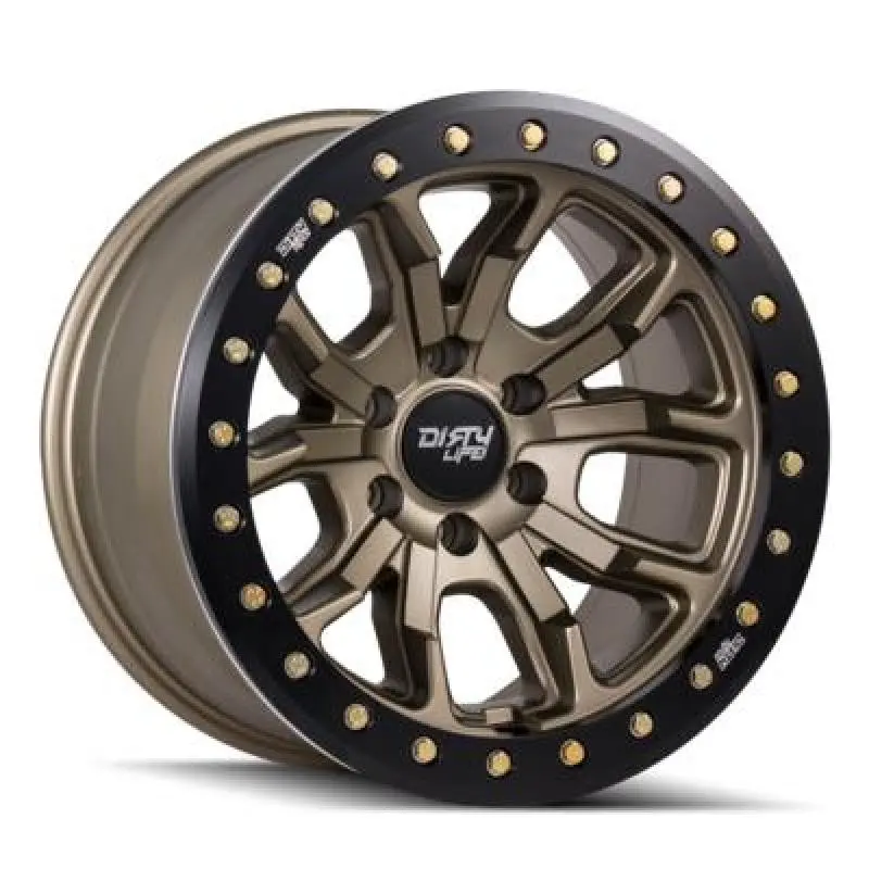 Dirty Life 9303 Dt-1 17X9 / 5X127 Bp / -12Mm Offset / 78.1Mm Hub Satin Gold Wheel - Sim. Beadlock 1