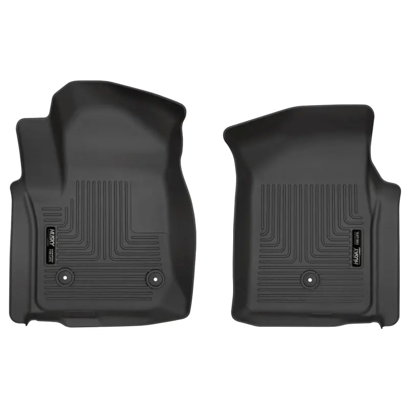 Husky Liners 19-20 Chevy Silverado Weatherbeater Black Floor Liners - Front 1