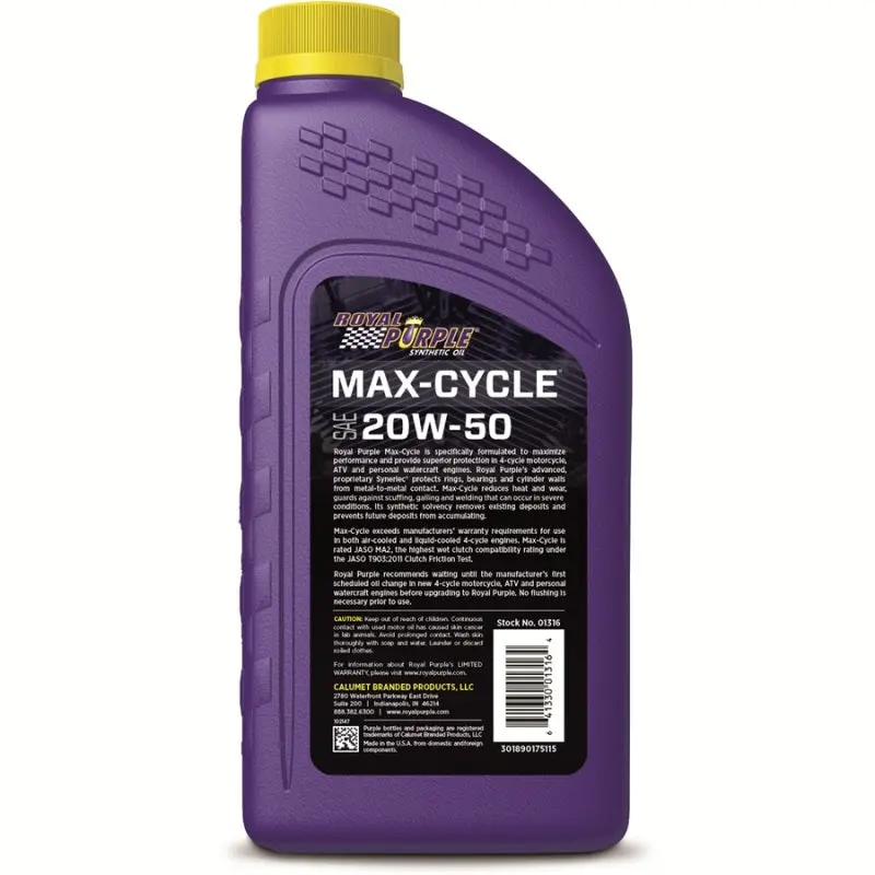 Royal Purple Max-Cycle Synthetic 20W-50 Motorcycle Oil - 1 Quart 1