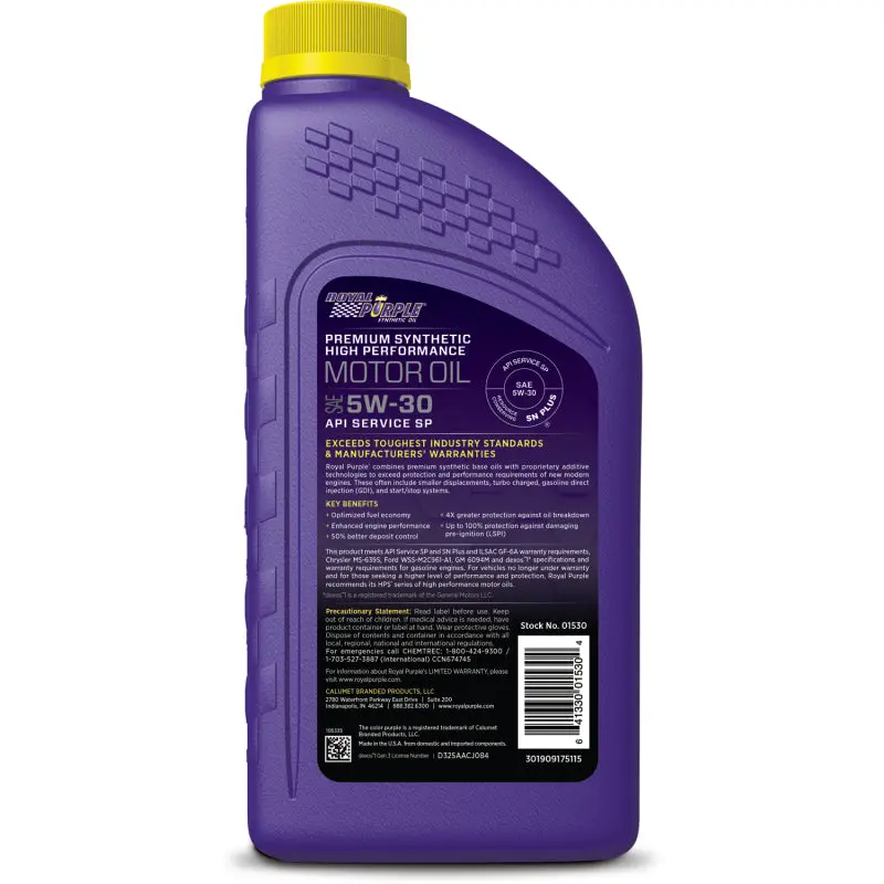 Royal Purple Premium Synthetic High Performance Multi-Grade 5W-30 Motor Oil - 1 Quart 1