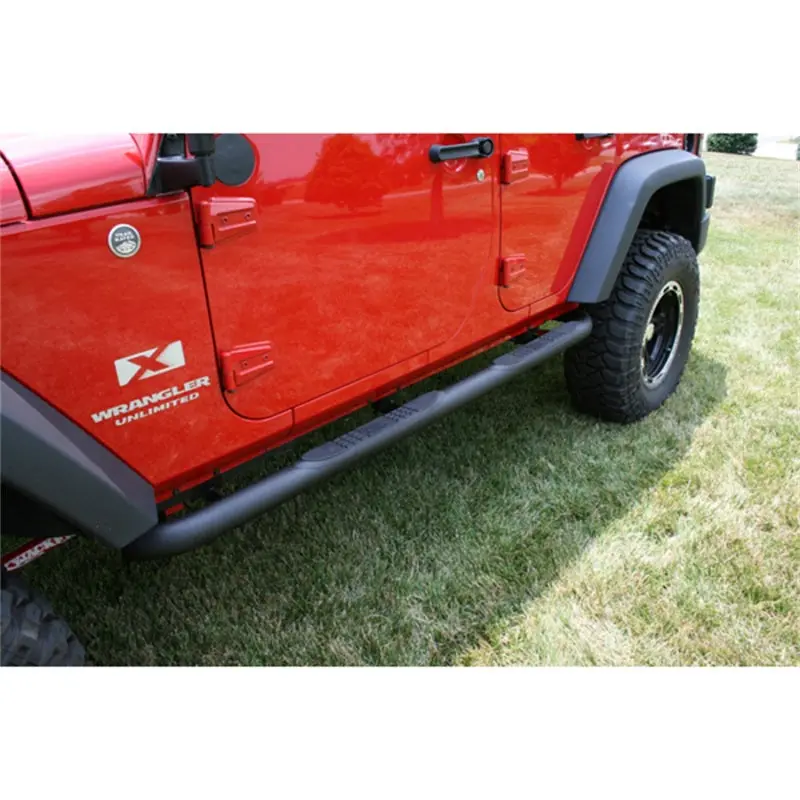 Rugged Ridge 3 In Round Tube Steps Black 07-18 Jeep Wrangler Unlimited Jk 1
