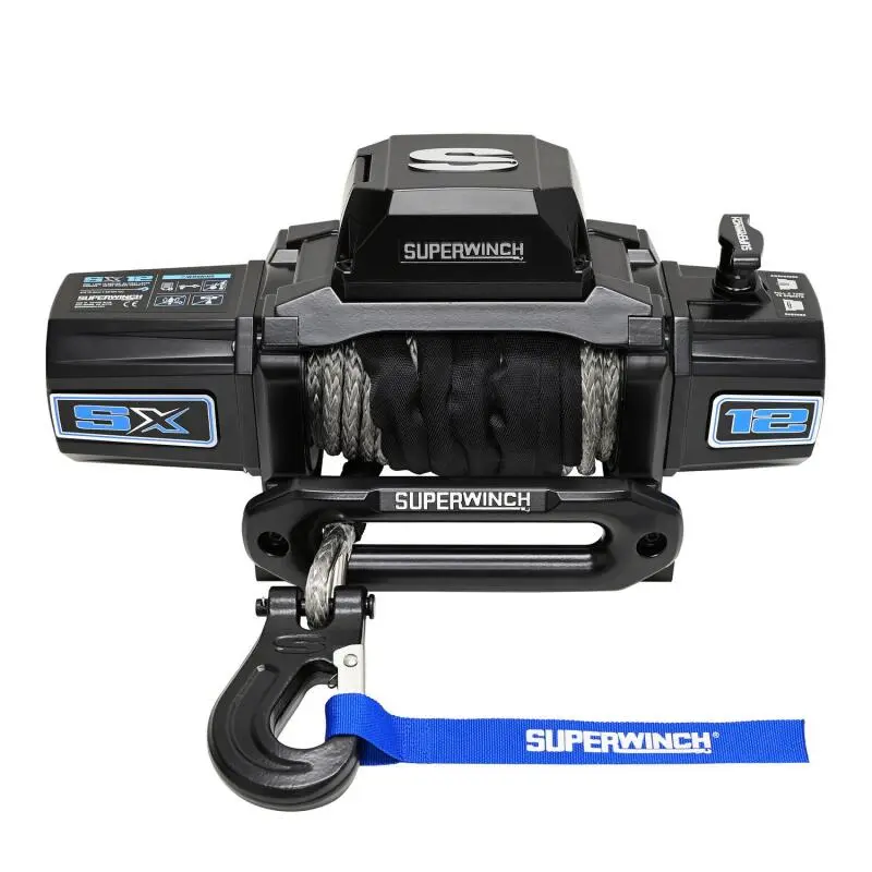 Superwinch 12000 Lbs 12V Dc 3/8In X 80Ft Synthetic Rope Sx12sr Winch - Semi Gloss Black 1