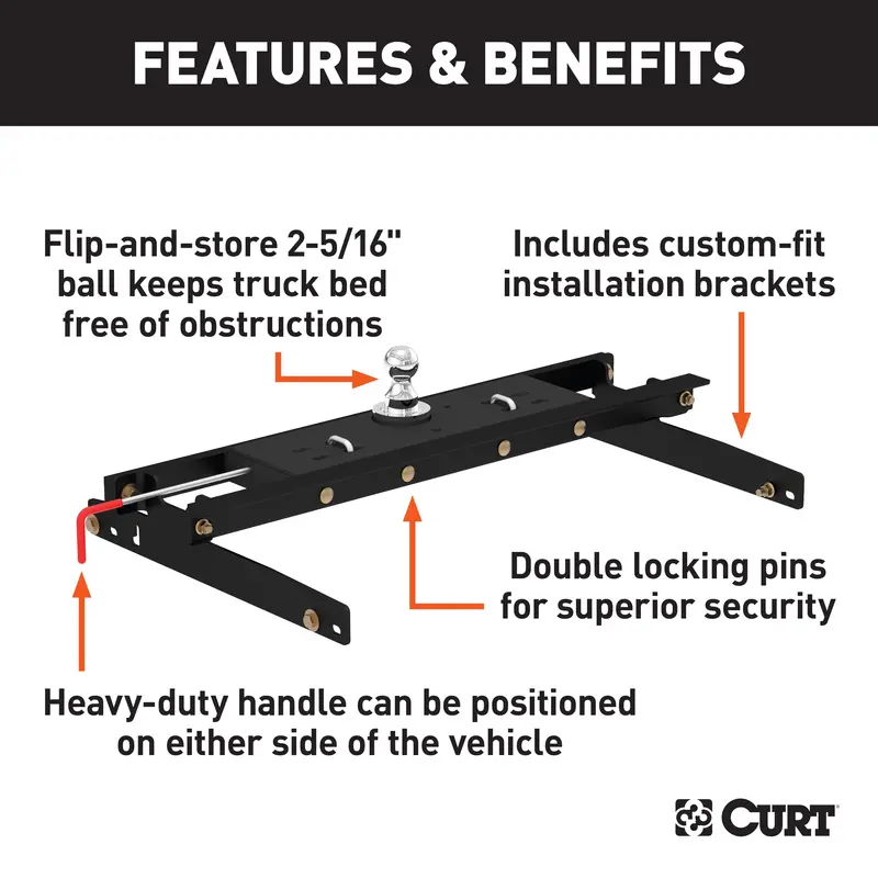 Curt Double-Lock Gooseneck Hitch Kit – Heavy-Duty Installation System For Dodge Ram 1500/2500/3500 1