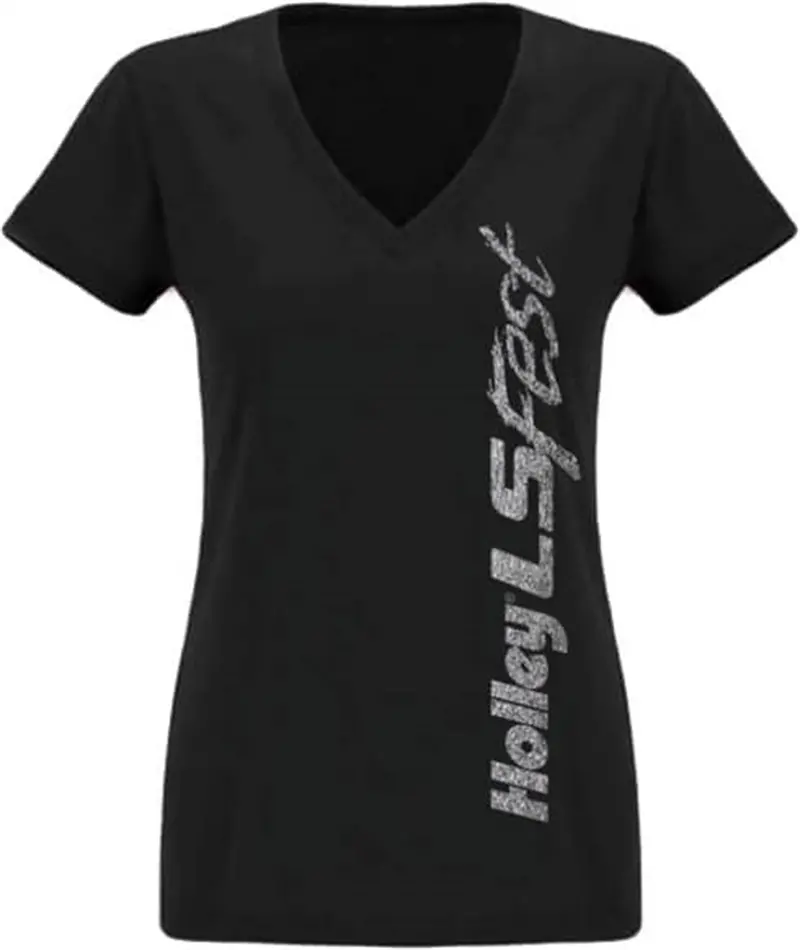 Holley 10245-Lghol Ls Ladies Block Party T-Shirt – Black V-Neck, Short Sleeve, Large 1