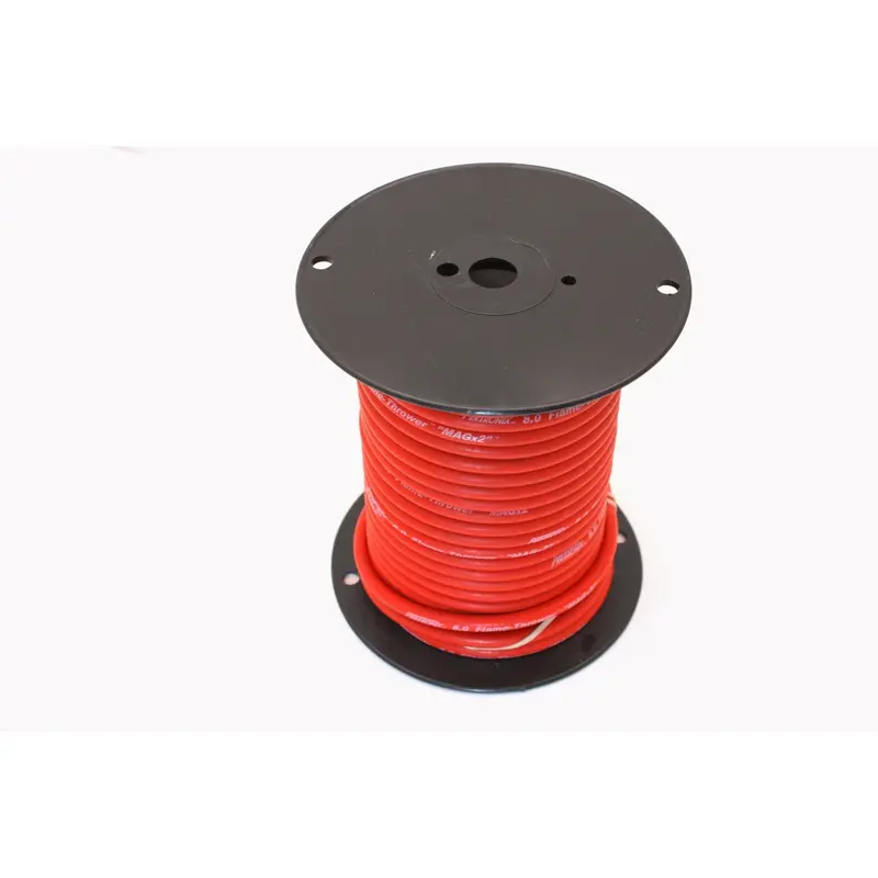 Pertronix 80S410 8Mm Red Spark Plug Wire Set – White Script Labeling, 100-Foot Spool 1
