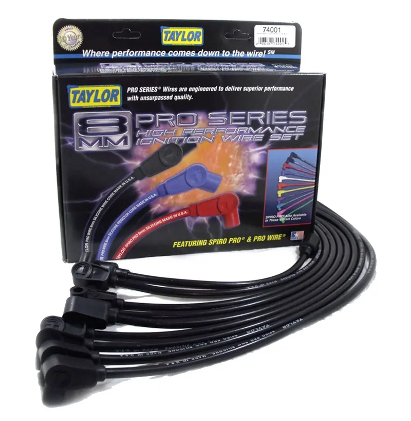 Taylor Cable Spiro-Pro 8Mm Ignition Wire Set – Black, Oe-Style Spark Plug Boots, 9.5-Inch Length 1